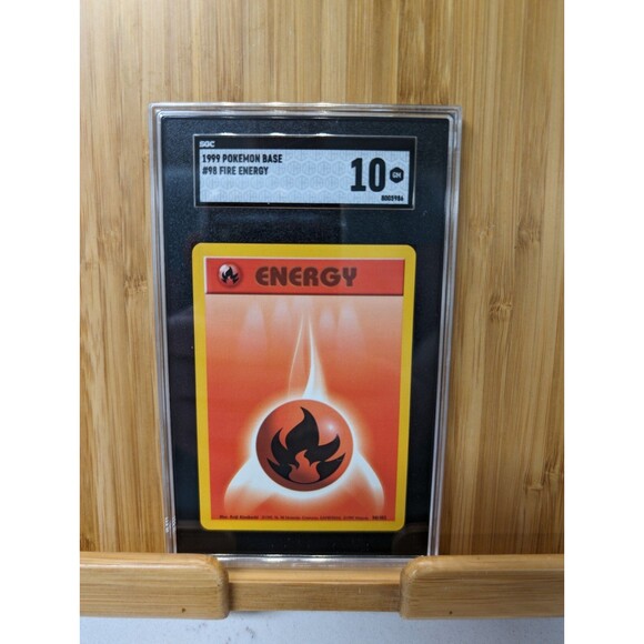 Fire Energy 98/102 Base Set Unlimited Common Pokemon Card Sgc Graded 10 Gem - Picture 1 of 2